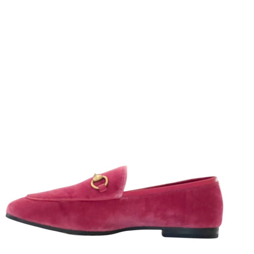 Gucci pink velvet Jordaan loafers